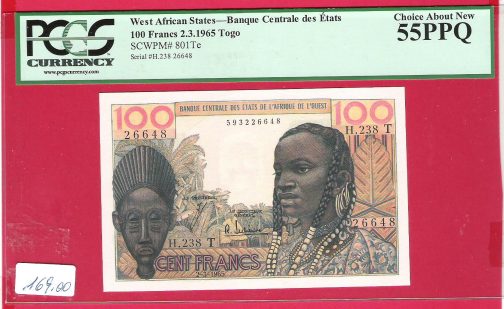 Sertifikat 100.Francs 1965 godina PCGS 50PPQ - Image 2