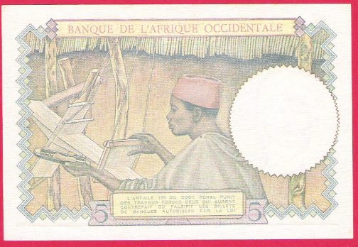 Afrika 5 Franka 1938 godina - Image 3