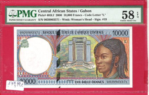 Sertifikat 10000 Francs 2000 Godina PMG 58 - Image 2