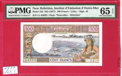 Sertifikat 100 Francs-1977 godina-PMG 65