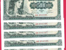 5x Novcanica 500 dinara 1963 godina UNC
