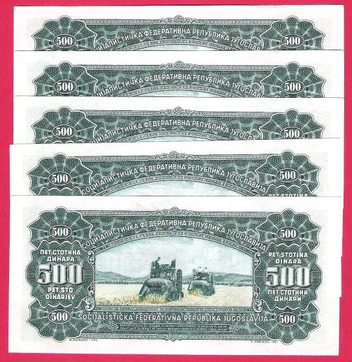 5x Novcanica 500 dinara 1963 godina UNC - Image 3