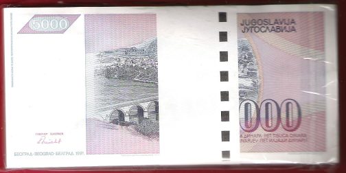 100 Komada 5000 dinara 1991 godina UNC - Image 3