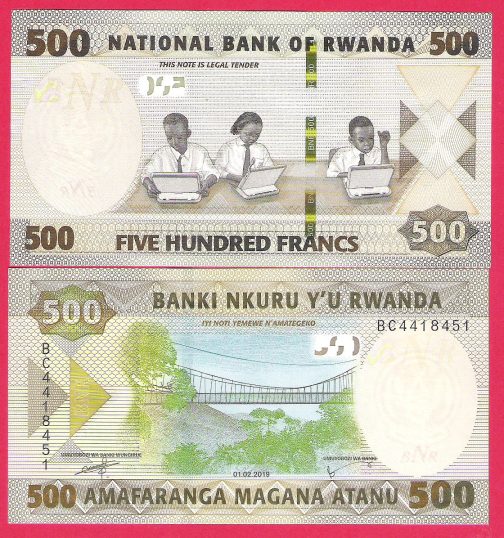Rwanda 500 Francs 2019 godina UNC